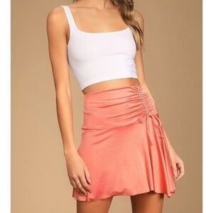 NWT Free People "Who's That" Asymmetrical Mini Skirt — Burnt Coral | Size Medium